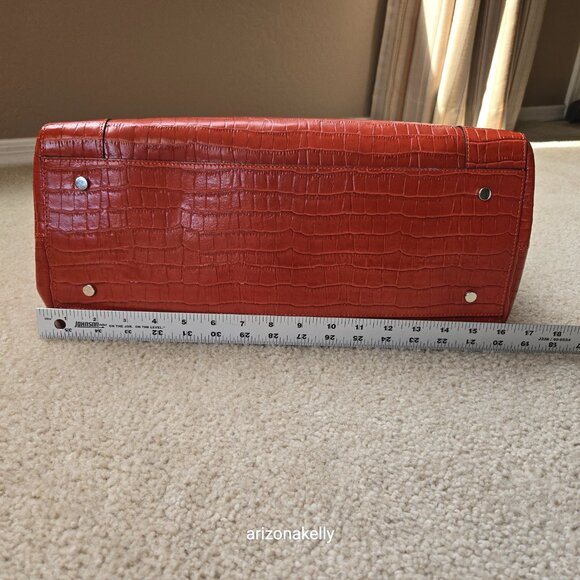 Claudia Firenze Croc Leather Tote Burnt Orange Rust Genuine Italian Leather - Picture 16 of 16